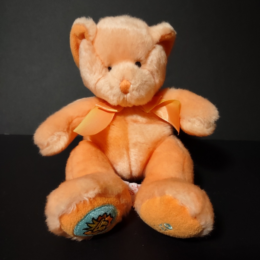 Russ Berrie Leo Zodiac Star Scopes Bear Orange Plush 11" Lion Logo Birthday